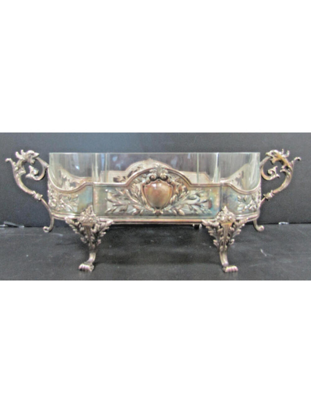 Topazio Portuguese Sterling Silver Crystal Centerpiece Jardiniere Dragon Handles